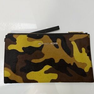 Brand new with tags, calf hair camo LG zip clutch